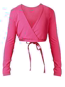 Long Sleeve ballet crossover top in Raspberry Pink with ties
