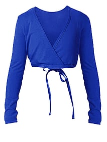 Long Sleeve ballet crossover top in Blue with ties