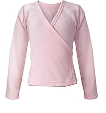 Long Sleeve Polarfleece Crossover ballet cardigan top with ties in Pink