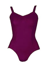 Ballet Leotard with wide straps and gathered neckline in Port Purple