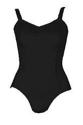 Ballet Leotard with wide straps and gathered neckline in black