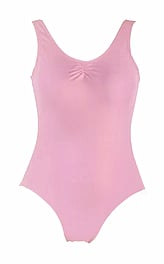 Wide Strap Ballet Leotard with a V-Neck Pink
