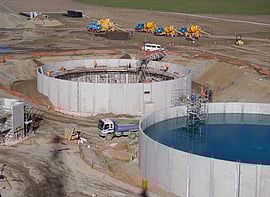 Preco precast concrete reservoirs under construction and in use