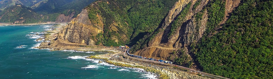 Kaikoura Recovery sea wall landscape shot