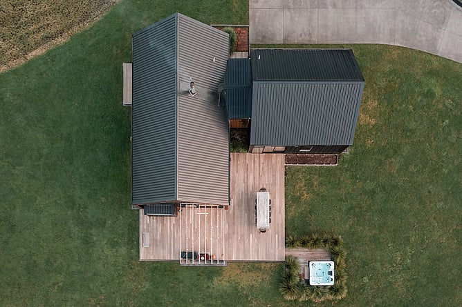 Black tiny house roof