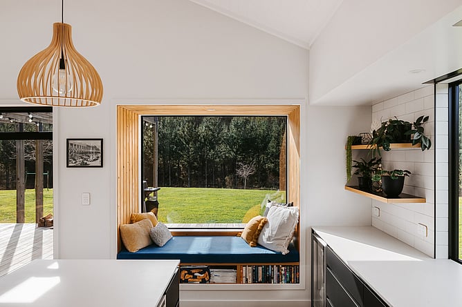 Radbull black barn home - Built-in window box seat for relaxation and added storage