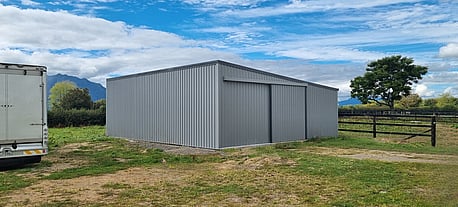 Shed with sliding doors