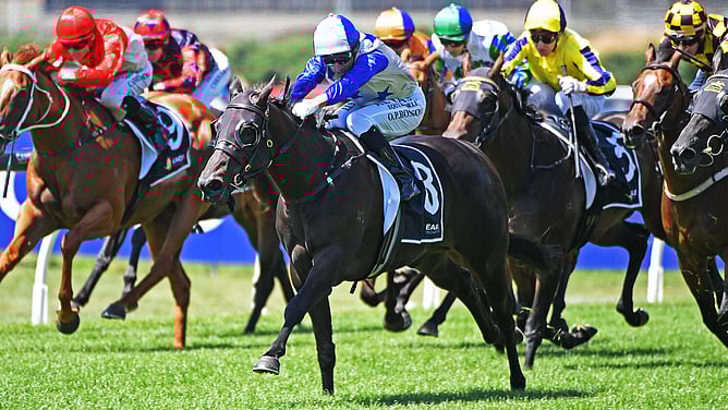 Belle Cheval winning the Gr.3 Eagle Technology Uncle Remus Stakes (1400m). - Photo: Kenton Wright (Race Images)