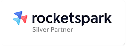 Rocketspark Silver Partner logo with blue and red triangular shapes next to the brand name with the text 'Silver Partner' beneath it