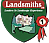 A green shield-shaped logo for Landsmiths Ltd, featuring a landscape illustration with a castle, a red ribbon with the number 1, and the tagline in yellow text