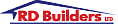 RD Builders Ltd logo with bold red uppercase text, a blue roof-like shape above, and a smaller "LTD" in red on the right side