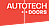 Autotech Doors logo with bold white text on a red background, featuring a stylised automatic sliding door graphic in the centre