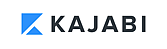 Kajabi logo featuring a blue geometric icon next to the word "KAJABI" in bold uppercase black letters