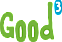 Good3 logo features the word "Good" in bold, playful green font with a raised blue "&sup3;" at the end