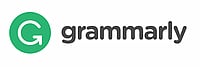 Grammarly logo with a white "G" inside a green circle, featuring an upward arrow detail, followed by "Grammarly" in bold grey letters