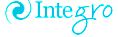 Integro logo in light blue with a stylised swirl on the left and elegant serif font, featuring a flowing tail on the letter 'g'