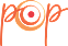 Pop With Pallas logo displays "pop" in an orange handwritten font, with the "o" stylised as a target with a red centre