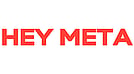 Hey Meta logo in bold, uppercase red sans-serif font