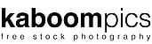 Kaboompics logo with "kaboom" in bold black sans-serif font and "pics" in a lighter weight, with "free stock photography" in small lowercase letters beneath