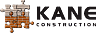 Kane Construction logo features a puzzle piece graphic with a brick pattern on the left, and bold black uppercase text "KANE" above "CONSTRUCTION" in a smaller font