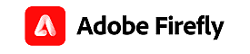 Adobe Firefly logo with a red rounded square featuring a stylised white "A" next to bold black text reading "Adobe Firefly"