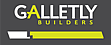 Galletly Builders logo with white and lime green text on a dark grey background, featuring a white and lime green bar design underneath