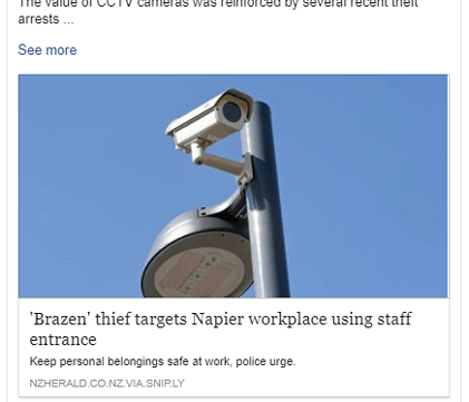 The value of CCTV Cameras reinforced by recent arrests in Napier