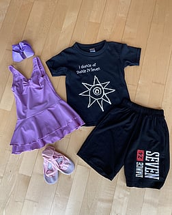 Mini Movers - Leotard with skirt- available in pink, blue and purpleStudio mini mover teeStudio shortsBallet slippers