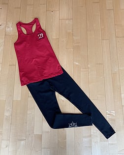 Level 7 onwards - Red Racer Back SingletFull Length Leggings