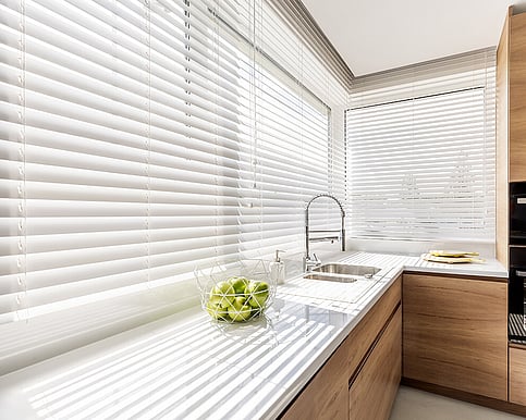 Practical and beautiful, our venetian blinds are custom made using the highest quality components.  You can deflect excess sun or allow more in, provide daytime privacy and night time full closure