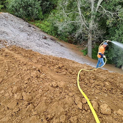 Tect Park Berm Hydroseeding Using Wood Mulch