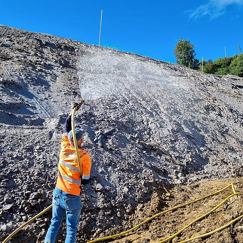 Tect Park Berm Hydroseeding Using Wood Mulch