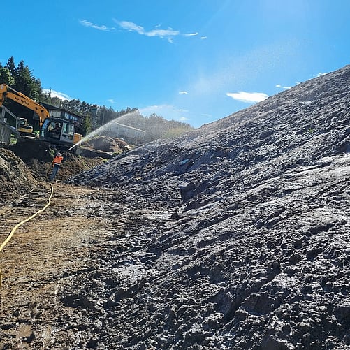 Tect Park Berm Hydroseeding Using Wood Mulch