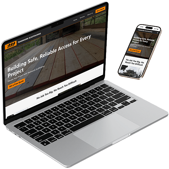 Screenshot of the Teamwork Scaffolding website homepage