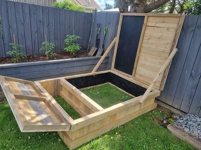 Timber custom made sandpit