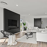 Indoor lounge flowing to kitchen and dining area &mdash; relaxed everyday living, Hamilton home