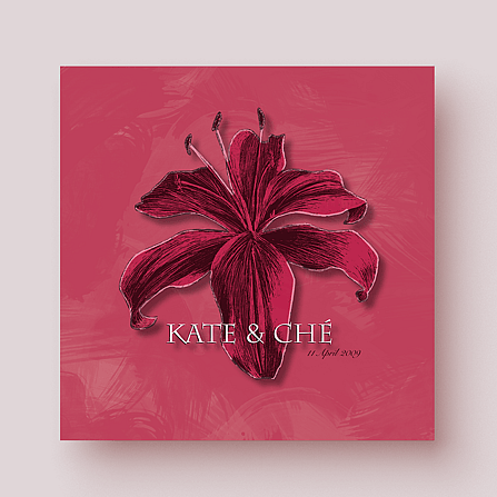 Illustration of a lily by Linda Page at Page Design Ltd, used on a wedding invitationi.