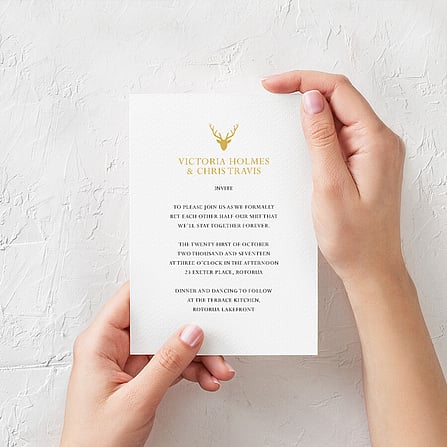 Invitation layout on an A6 card, by Page Design Ltd