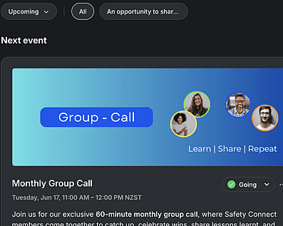 Safety Connect monthly group calls with your health and safety community