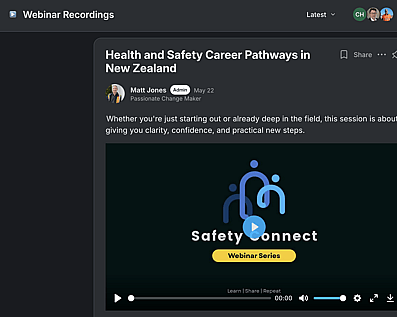 Safety Connect online learning for the health and safety community