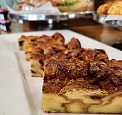 Bread and butter pudding, made with Pain au Chocolate