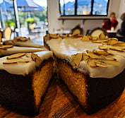 what the cake see's before it gets put onto a plate. 