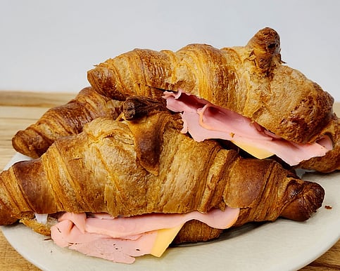 Ham and cheese croissant freshly made.