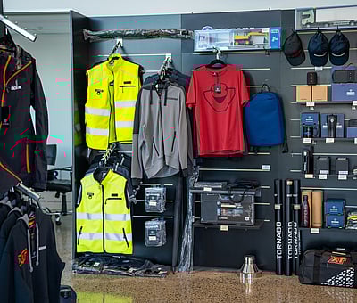 Scania merchandise for sale in the Performance Diesel Store front