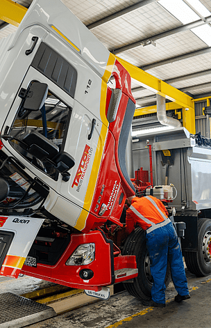 photo of heavy truck hood open
