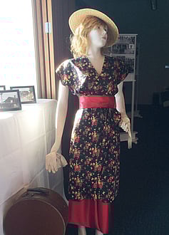 Lois Echlin in the Morrinsville Railway Display at Morrinsville Museum