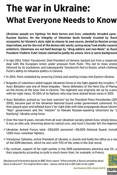 There is no Nazis in Ukraine's government. Azov is not a 'Nazi' regiment. Popularity of far-right in Ukraine is far less than in many other countries globally (below 2%).