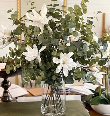 Faux flower styling by Julia Empson Interiors. Ohaupo, Hamilton, New Zealand,