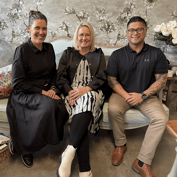Image of Julia Empson, Interior Stylist with Felicity & Tau, David Reid franchise owners. Celebrating a recent collab together in Te Awamutu. 