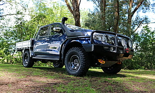 2016 Nissan NP300 Featuring an ARB Commercial Bull Bar with Fog Lights and Drivetech4x4 LED 9'' Combo Spot Lights, ARB Summit Side Rails & Steps, ARB Under Vehicle Protection Plates with Drivetech4x4 Recovery Points, Old Man Emu Suspension Lift, Safari Snorkel, Mickey Thompson Deegan 38 Tyres & Dynamic Steel Wheels